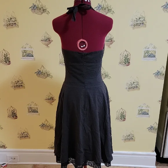Black Ruched Halter Sundress - Picture 3 of 8